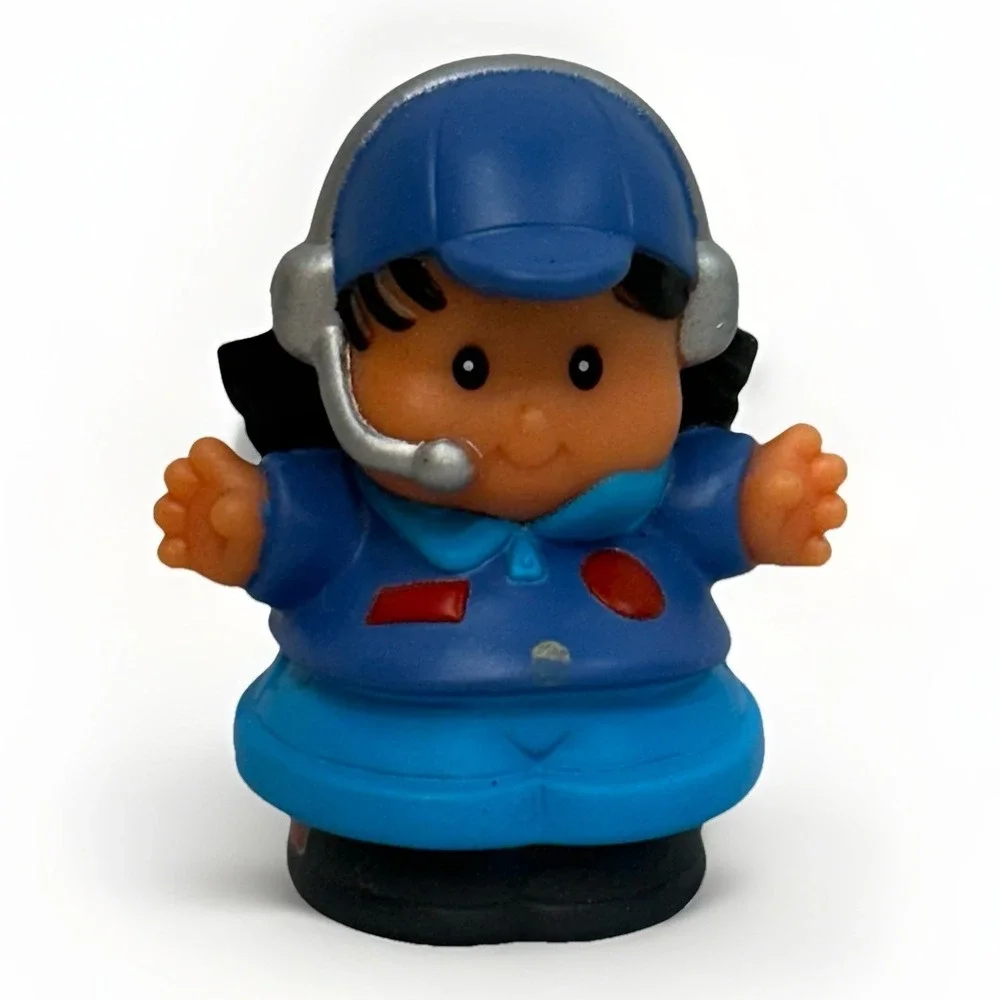 Fisher Price Little People Airplane Helicopter Pilot Girl Figure‎ Blue Cap